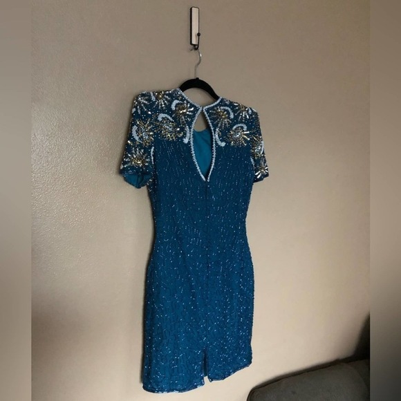 VINTAGE Night Vogue Beaded 100% Silk Dress Size S - Picture 6 of 7